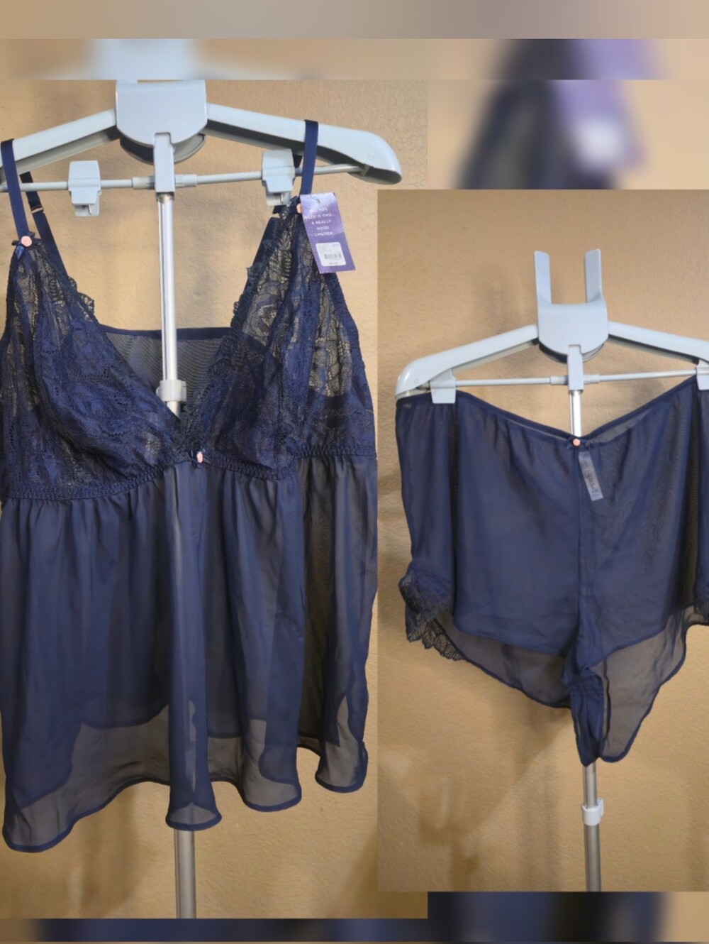 Plus Size Lane Bryant Two-Piece Mesh Babydoll Sleepwear Set 26/28W - NWT